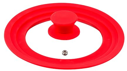 SAN IGNACIO Jolie | Couvercles universels en verre pour diamètres de 16, 18 et 20 cm | En verre et silicone | Valve à vapeur | Couleur rouge
