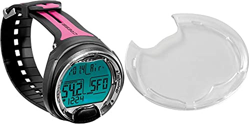 Cressi Leonardo Ordenador de Buceo, Adultos Unisex, Negro/Rosa + Lente de Protección para Ordenador de Buceo Profesional