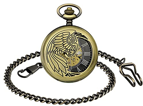 SUPBRO Damen Herren Taschenuhr Adler Analog Mechanische Kettenuhr Uhr Pocket Watch mit Halskette Pullover Kette