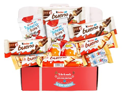 Caja Regalo de Chocolates Kinder | Regalo Original Cumpleaños para Niños y Pareja: Kinder Chocolate, Kinder Bueno, Happy Hippo, Schoko-Bons, Kinder Joy | Amantes de Kinder