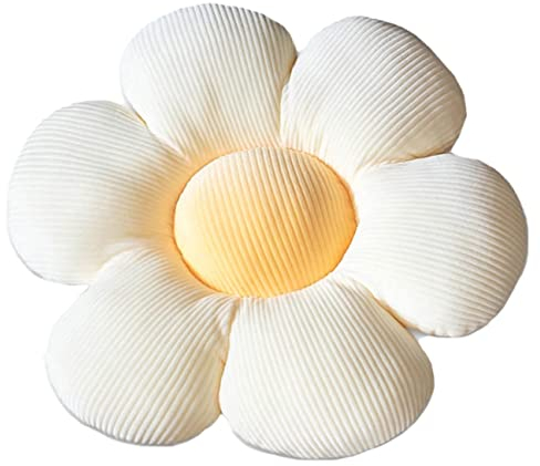 STAR FIRE Blumenkissen, blumenförmige Wurfkissen, Blumenbodenkissen, Zierkissen, Stuhlkissen Zierkissenbezüge Raumdekoration Plüschkissen für (35cm (13.8inch), Beige/Yellow)