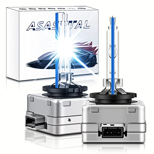 Asasytal D1S Lampadine Allo Xeno, 35W 8000K Fari Blu, +300% Lampadine HID Luminose ad Alte Prestazioni, Kit Retrofit Bi-HID Lampadina di Aggiornamento del kit di Sostituzione del Faro, 1 Paio