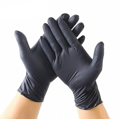HUFFA 10pcs Nitrile Gloves Kitchen Disposable Latex Gloves Laboratory Protective Household Cleaning Gloves Black (Color : Schwarz, Size : XL)