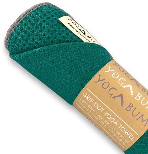 Yogabum Grip Dot Yoga Mat Towels | Non-Slip | Eco Yoga Towel (Emerald Green)
