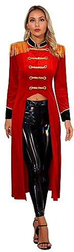 Nyeemya Disfraz de Domadora de Circo para Mujer Ringmaster Chaqueta con Flecos Abrigo de Vestir Cosplay Showman para Fiesta Halloween Carnaval Navidad