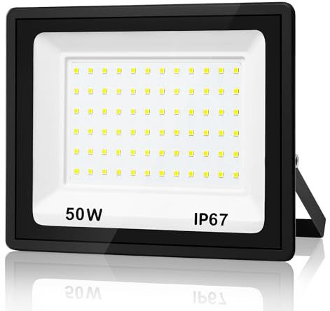 YZYFACAI 50W LED Strahler Außen，Superhell 5000LM LED Scheinwerfer，7000K Kaltweiß Außenstrahler,IP67 Wasserdichte Außenstrahler，für Hinterhof,Innenhöfe,Auffahrt,Garage,Flur,Garten