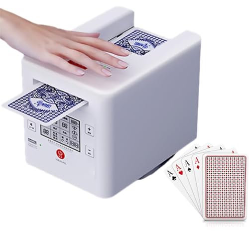 XLTEAM Automatischer Poker-Kartenhändler, Wiederaufladbare Spielkarten-Handelsmaschine, Um 360° Drehbares Anti-Cheating-Spielkarten-Handelsgerät Mit Tischdecke, Für 2–12 Spieler