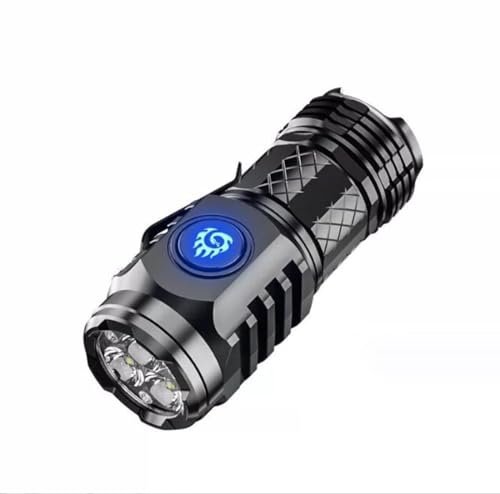 Three-eyed Monster Mini Super Bright Rechargeable LED Small Pocket Portable Waterproof Black Flashlight Torch