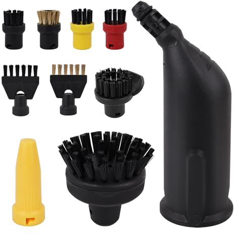 10 Pièces Accessoire pour Karcher Nettoyeur Vapeur, Rondes Grande Brosses, Buse, Brosses Plates, Brosses, Brosse Ronde avec Grattoir, pour Karcher SC1 SC2 SC3 SC4 SC5 CTK10 CTK20