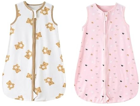 Danolt 2 Stück sommerschlafsack baby, baby schlafsack 6-12 monate, schlafsack baby sommer, babyschlafsack neugeborene
