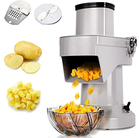 Cortador de Verduras eléctrico Cortadora en espiral de acero inoxidable, trituradora eléctrica de verduras, máquina eléctrica para cortar en cubitos de verduras 2 en 1, cortador comercial d