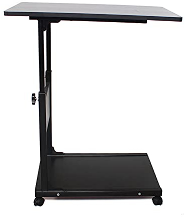 Laptopbord höjdjusterbart laptopbord översängsbord med hjul rörligt sängbord soffskåp sidobord justerbar höjd säng datorbord mobil soffbord soffbord svart vide
