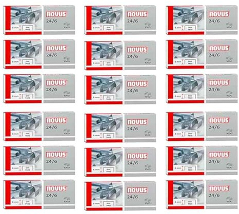 Novus Standardheftklammer 24/6, verzinkt, 1000 Stück pro Packung (18x1000), 6mm, für Papierstapel bis 25 Blatt