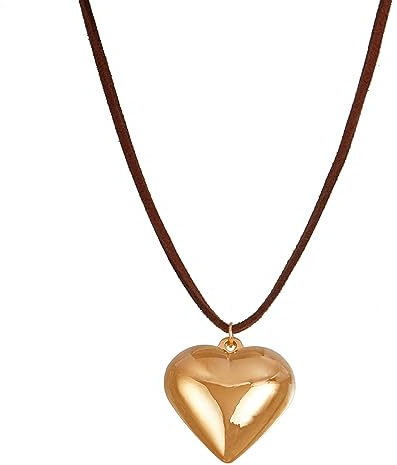 [Uitndvyte] Collana girocollo con ciondolo a forma di cuore, alla moda, catena lunga, gioiello per il collo, regalo di San Valentino per donne e ragazze