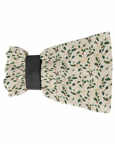 Outdoor Faucet Covers for Winter Winter Christmas Holly Berry Plants Leaves Linen Grain 1 Pack Spigot Cover for Freeze Protection Reusable Insulated Outside Hose Bib Covers, 7.7 H x 5.9 W