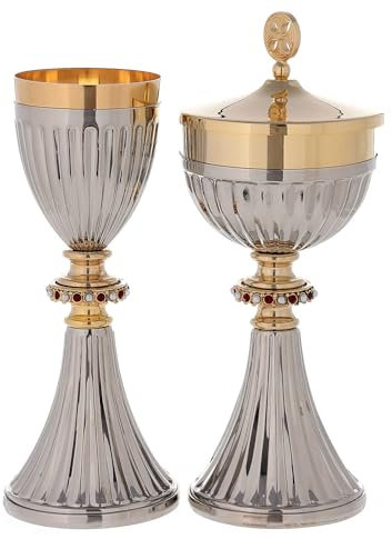 Holyart Calice et ciboire de Voyage en Laiton doré 24K, Ciboire