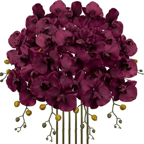 6er-Set Kunstpflanze Orchideen Kunstblume Orchideenzweig Phalaenopsis Orchidee Künstlich Seidenblume für Zimmerpflanze Party, Büro, Terrasse, Heim-Blumendekoration, Lang 81cm