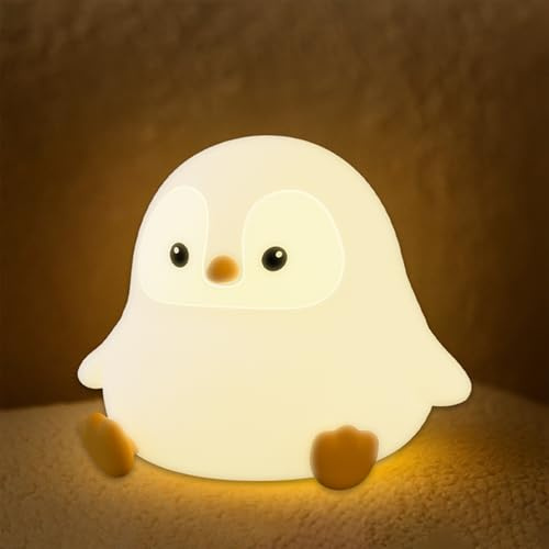 UNEEDE LED Nachtlicht Kinder Stilllicht Pinguin Silikon Aufladbar Dimmbar | Touch Nachttischlampe Tischlampe Stehende Haltung Babyzimmer Einschlafhilfe Niedlich Kawaii