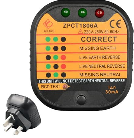 Socket Tester, Plug Socket Tester Socket Tester Uk220-250v Circuit Polarity Voltage Detector Electric Socket Mains Outlet Tester Uk With Lcd Display Suitable For Power Socket Wiring Detection