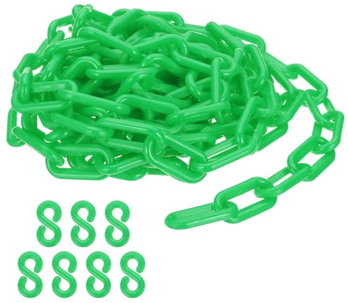 PATIKIL Grüne Kunststoffkette, 16 ft 8mm Absperrkette Sicherheitsbarriere für Warnsicherheit Parkplatz, Personenkontrolle Zaun Tor Konzert Baustelle Absperrung Von Flächen