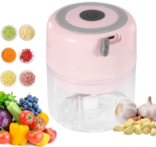 Picadora De Cebolla Eléctrica, Picadora De Cebolla De 250 Ml Picadora Eléctrica Con Carga USB, Batidora Pequeña Con 3 Cuchillas Para Cebollas, Ajos Y Verduras