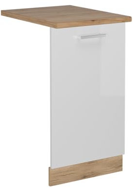 Vicco Tapa del lavavajillas R-Line, Blanco Alto Brillo, 45 cm, ET Roble