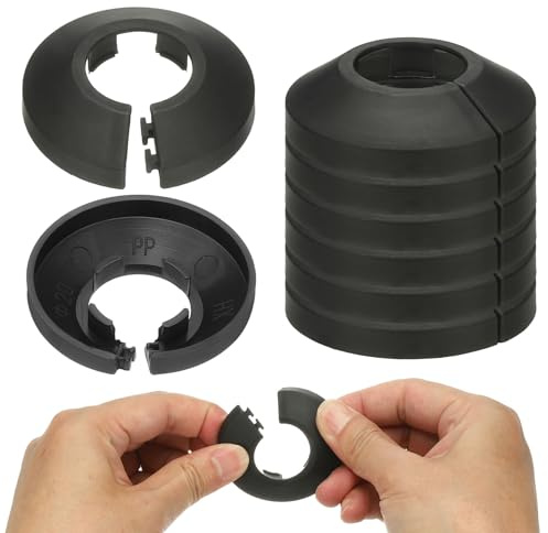 PATIKIL 21,5 mm Heizungsrohr Rosette, 9 Stück Flanschrohrabdeckung Dekoration Flansch Wasserrohrabdeckung Dekoration PP-Kunststoff, Schwarz