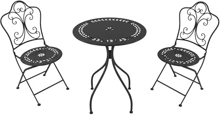 AXI Marilou Table Et Chaise Bistrot, 2 Chaises 1 Table, Ensemble Bistro Extérieur, Anthracite Romantique - Salon De Jardin Bistrot, Table Bistrot Mosaique pour Jardin/Balcon/Terrasse