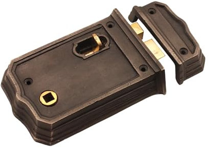 Infinity Decor Serratura di sicurezza in stile vittoriano in ferro con finitura in peltro, serratura tradizionale per interni, bagno, camera da letto, cancelli