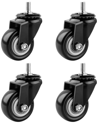 Dijateman 4 - M10/12 * 30 Gewinderollen Schwerlast Lenkrolle 75mm Schwenkrollen mit Bremse PU Silent Rollen tragend 300kg für Trolleys, Trolley, Kinderbett, Möbel, Tisch, Regal(Swivel,M10*30)