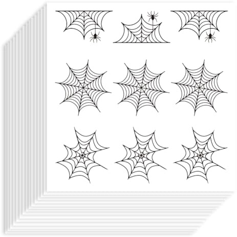 Hobbspring 180Pcs Spiderweb Stickers Self-Adhesive Paper Decorative Stickers Waterproof Halloween Cobweb Planner Decals for Halloween Eve Party Scrapbook Crafting Decor