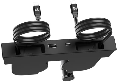 USB HUB for Tesla New Model Y Juniper & Model 3 Highland，Hidden Docking Station Design，Tesla Model 3 (2024 2025 2026)/New Model Y Juniper Accessories for Phone Charger 2 Type-C Fast Charging Cables