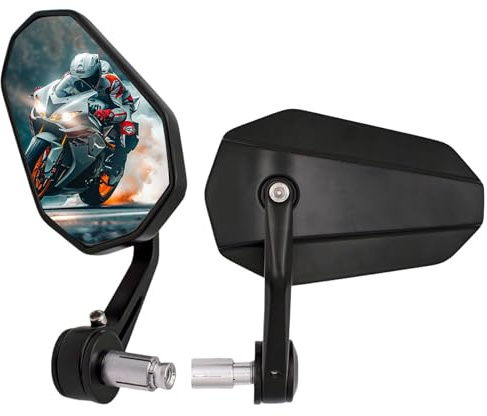 Kocusu Lenkerendenspiegel Motorrad, 2 Stück Motorrad Spiegel E-Geprüft, 360°drehbarer Universal Fahrradrückspiegel für 22mm 7/8 Universal Handh, Scooter Roller, ATV