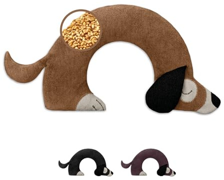 LESCHI Körnerkissen für Mikrowelle - anschmiegsames Wärmekissen aus 100% natürlicher Bio Baumwolle & Bio Weizen - ideal gegen Verspannungen an Nacken, Schultern und Hals - Hund, Braun