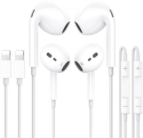 Écouteurs iPhone 2 Pack, [Certifiés MFi] Ecouteur Filaires Hi-Fi Stéréo Intra-Auriculaires avec Micro et Contrôle du Volume Compatible avec iPhone 14 Pro Max/13/12/Mini/SE/11/X/XR/XS/8/7 Plus/iPad