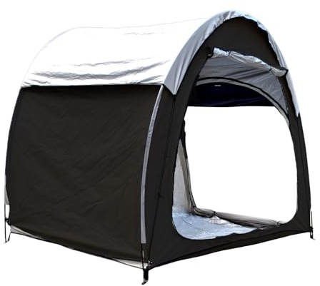 Tente de rangement portable étanche pour vélo – Facile à assembler – Housses de vélo d'extérieur pour 3 à 4 vélos, tondeuse à gazon et abri d'outils de jardin, solution de rangement d'extérieur noire.