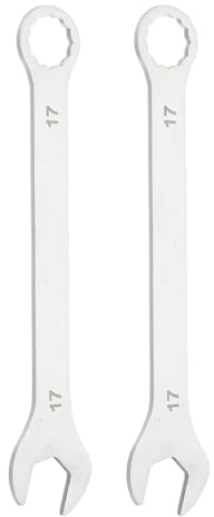 HARFINGTON 2Pcs Super Thin Combination Wrench 17mm Metric 12-Point Box and Open End Stainless Steel Double Ended Spanner Tool for Automotive Pipe Furniture Machinery DIY Repair, Silver