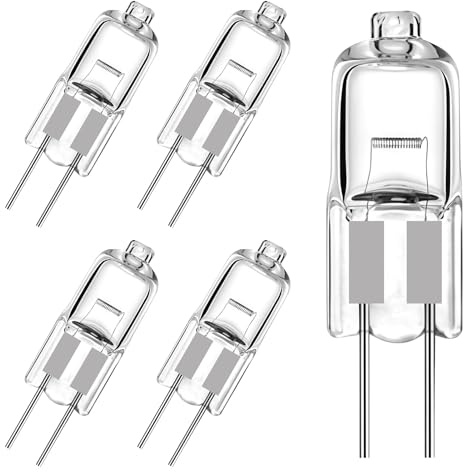 Aihoom Lot de 5 Ampoules Halogènes G4 12V 10W Blanc Chaud 2800K 160lm Ampoules à Culot à Broches, Intensité Variable, pour Hotte, Cuisine, Salon, Chambre [Classe énergétique G]