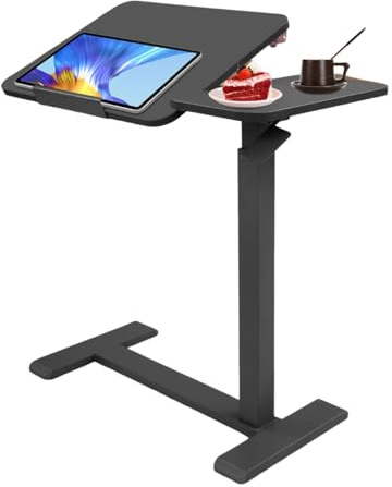SOPERIT Beistelltisch mit Rollen Mobile Stehtisch Höhenverstellbar 66-104cm Rollbares Stehpult Flexibler Laptoptisch und Betttisch Laptop Erhöhung (Schwarz)
