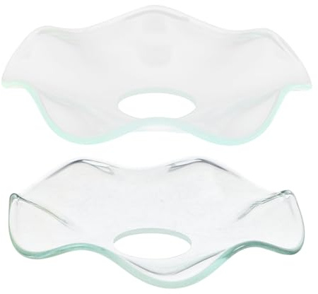 Yardenfun 2 pièces Protège-Cire Verre Transparent Support Résistant et Élégant pour Bougies Attrape-Gouttes Pratique pour Maison Bureau et Spa Design Ondulé