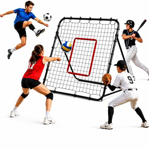 Volleyball Rebounder Net 4x4.5 Ft Adjustable Angles - Volleyball Training Equipment for Baseball, Soccer, Lacrosse, Tennis - Backyard Indoor Outdoor VolleyballNet for Hitting Serving Passing Practice