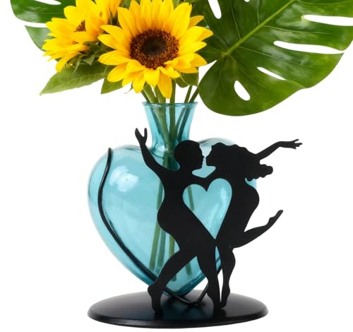 Vaso decorativo | Romantico portafiori a forma di cuore | Vaso di fiori con un supporto a forma di coppia per mazzi di fiori, per casa, soggiorno, cucina, sala da pranzo, camera da