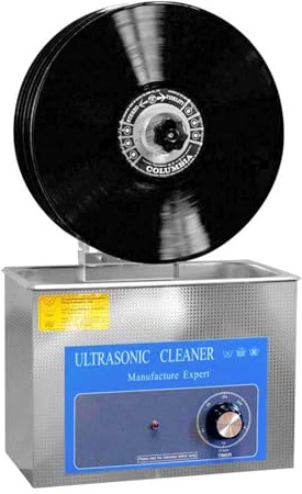 Nettoyeur à ultrasons pour disques vinyles - Nettoyage en profondeur de 1 à 6 disques simultanément - Minuteur numérique - Support électrique inclus - Solution de nettoyage performante