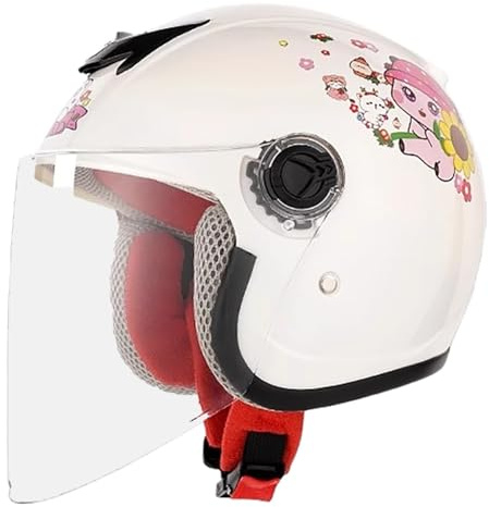 Casco Retro De Moto Eléctrica 3/4 Para Jóvenes Y Niños, Ideal Para Motos, Scooters, Quads Y Otros Vehículos Todoterreno. Homologado Por El DOT. H,48-53cm