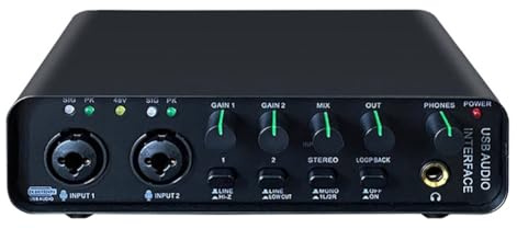 Buhdjfnke Interfaz de Audio Profesional con Tarjeta de Sonido y Monitorización para Guitarra Eléctrica, Grabación en, Canto en Estudio y Micrófono.