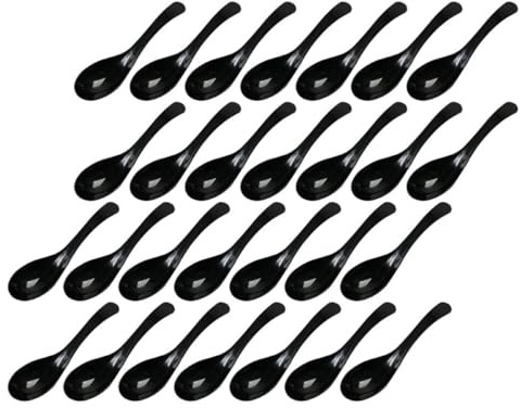 NIYANGLE Disposable Black Plastic Spoons 100pcs, Thickened Rice Eating and Soup Spoons for Home and Restaurant Use, Single-use Tableware for Takeout and Food Service
