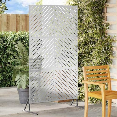 Brise-vue gris en acier - 100 x 50 x 180 cm - Panneau de clôture de jardin pour terrasse et jardin - Avec clôture décorative, protection contre le vent et espace extérieur privé