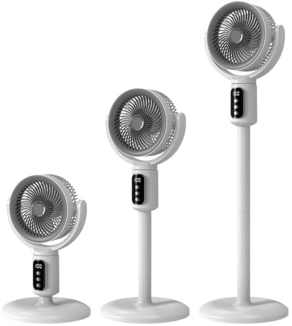 Ventilador De Pedestal Oscilante 4000mAh Altura Ajustable 5 Velocidades | Ventilador Circulador Para Hogar Para Propietarios Inquilinos Oficina En Casa Dormitorios Apartamento Habitación