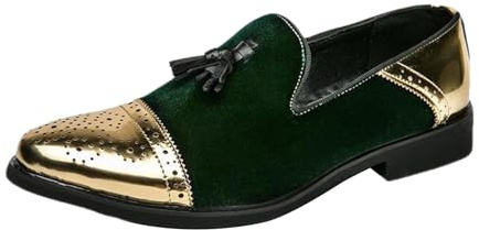 cfpqv Mocassins à paillettes pour homme avec pompons | Mocassins pointus antidérapants en cuir brillant pour fête, mariage, affaires
