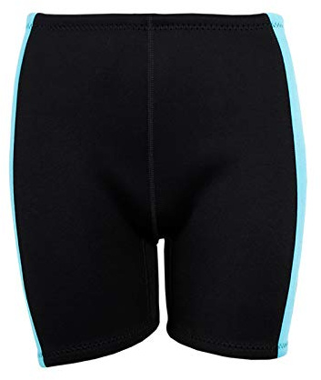 Two Bare Feet Women's 3mm Harmony Wetsuit Shorts - Neoprene Swim, Surf & Paddleboard Shorts for Diving & Watersports - Lightweight & Flexible Fit (Black/Mint, L)